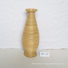 Round Natue Rattan Flower Vase
